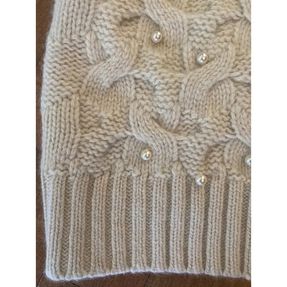 Ann Taylor pearl embellished wool and rabbit hair sweater size small P